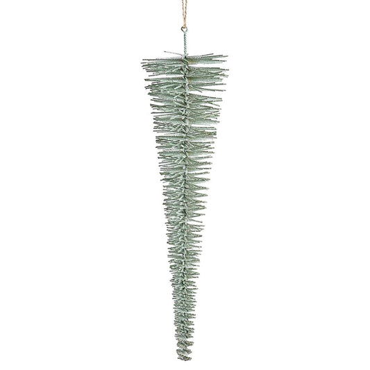 18" Bottle Brush Hanging Teardrop Gray Green