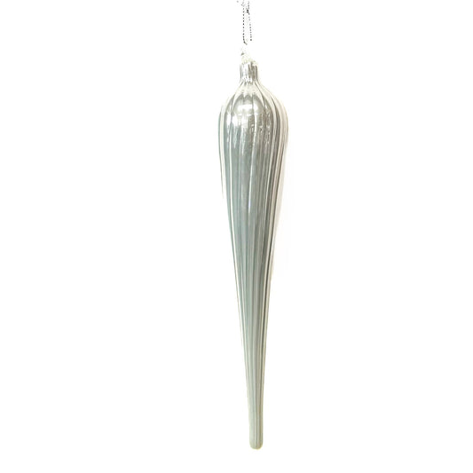 10" Glass Silver Pearl Icicle Ornament