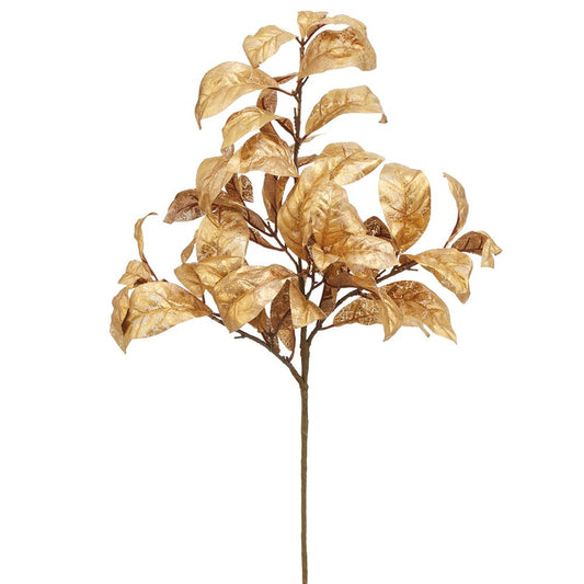 24"Metallic Magnolia Leaf Spray, Gold