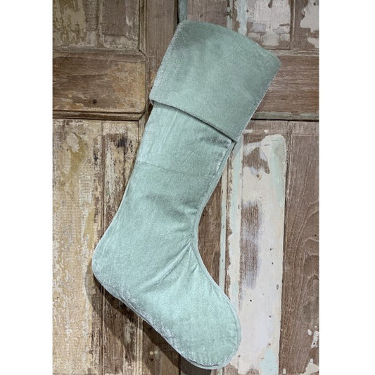 23" velvet Christmas stocking, celadon