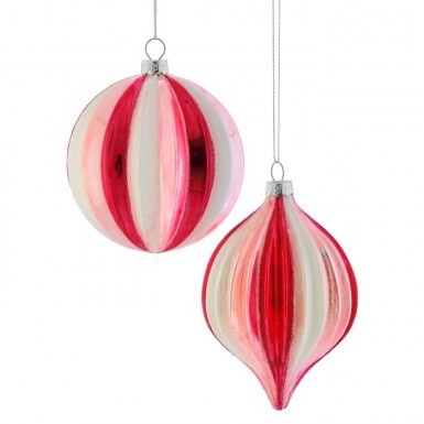 4-4.5" Glasss Ridge Ball/Onion Ornament (ASST/ 2)