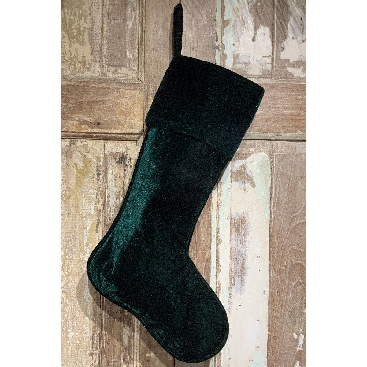 23" Velvet Christmas stocking, Forest Green