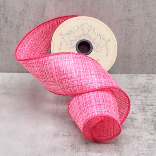 2.5" x 10yds Coarse Linen Ribbon, Hot Pink