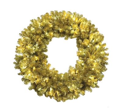 48" diam. Champagne Oregon Fir Gold Wreath LED