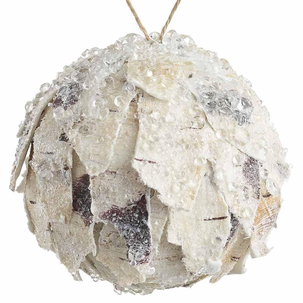 4.7" Beaded Birch Ball Ornament
