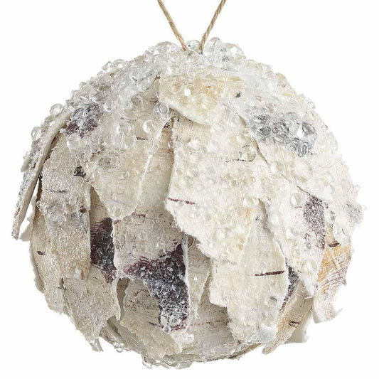 4.7" Beaded Birch Ball Ornament