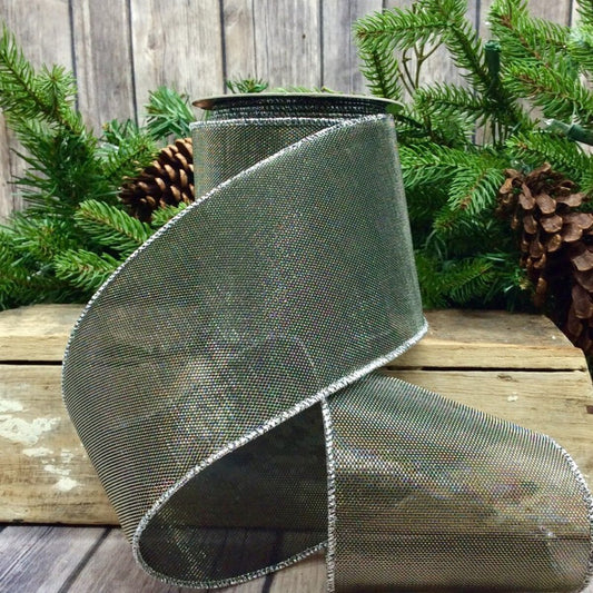 2.5" x 10yds Metallic Mesh Ribbon, Pewter