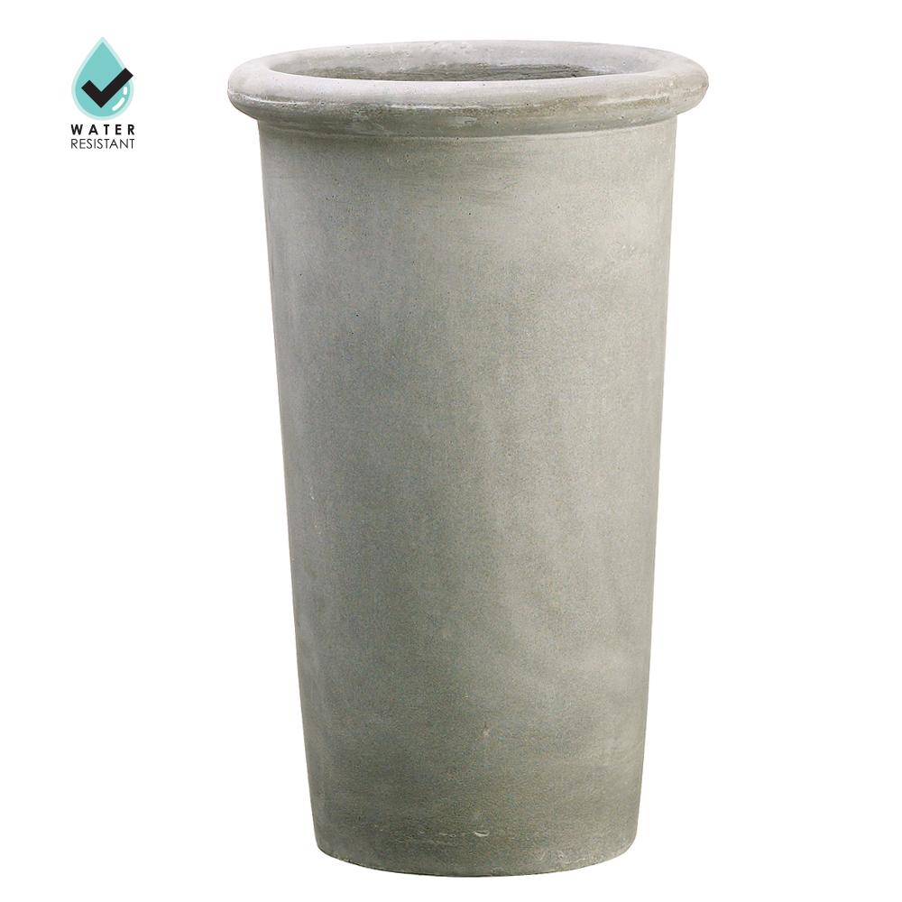 19.5"Hx12"D Aged Fiber Cement Planter Beige