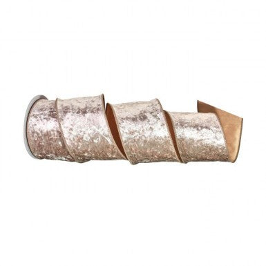 4" X 10Y Diamond Velvet Wired Ribbon Champagne