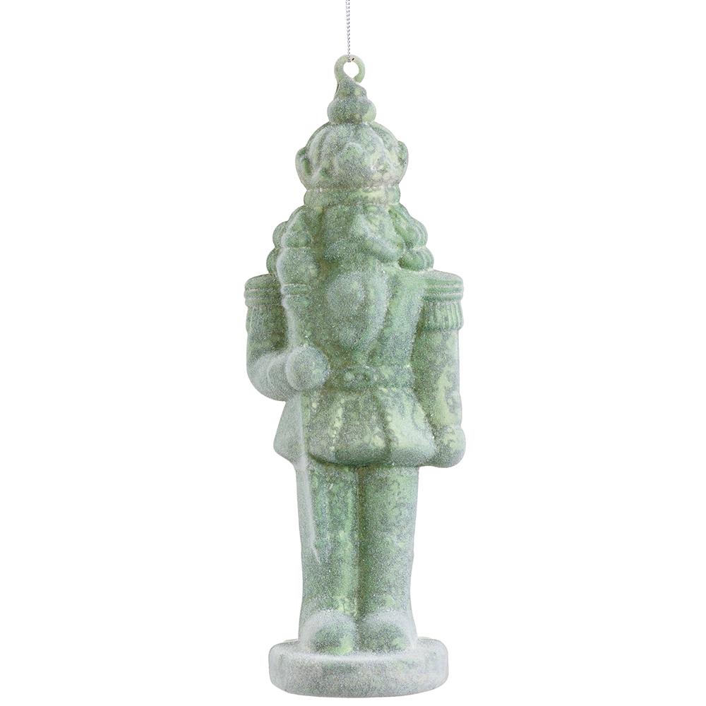 10" Flocked Nutcracker Ornament, Green