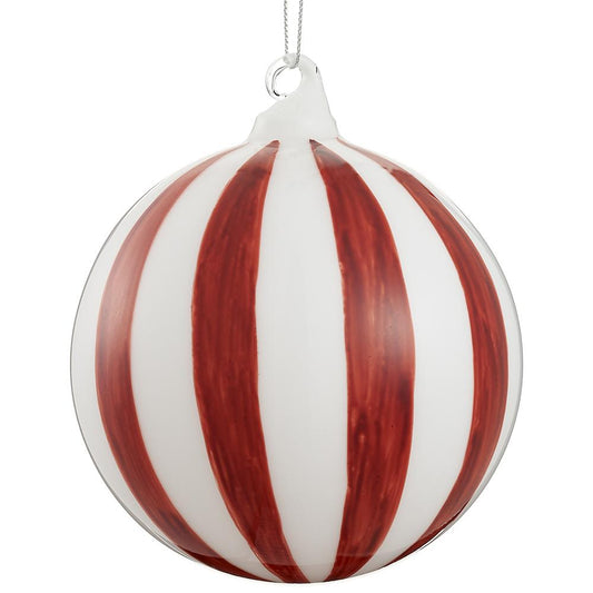 4.75" Glass Ball Ornament Red/ White