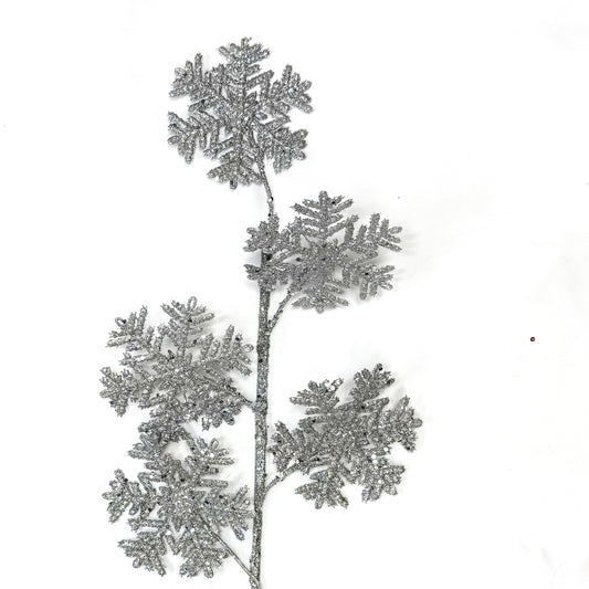 27" Glittered Snowflake Spray X5 Silver