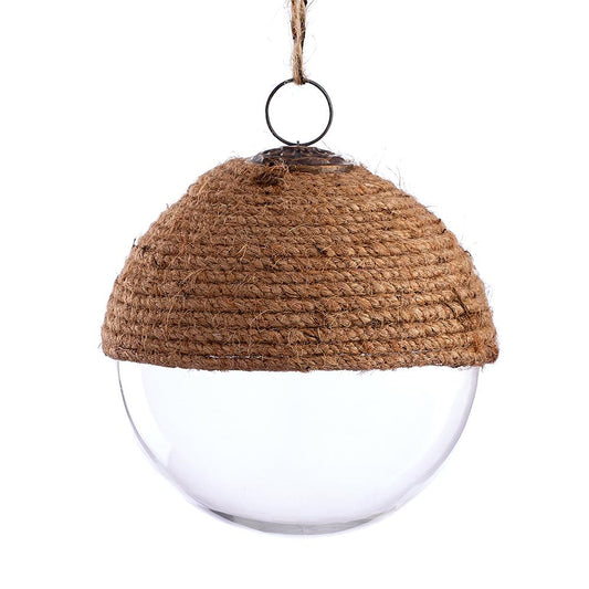 4"Jute Cord Glass Ball Orna