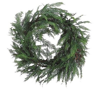 28" Cedar Twig Wreath Green