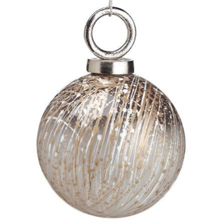 5" Glass Ball Ornament White/ Silver