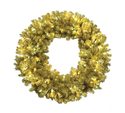 36" diam. Champagne Oregon Gold Fir Wreath LED