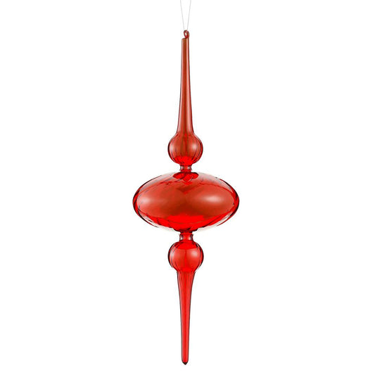 15" Glass Finial Ornament Red