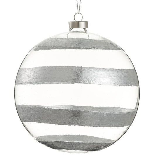 6" Glass Ball Ornament Clear/ Silver