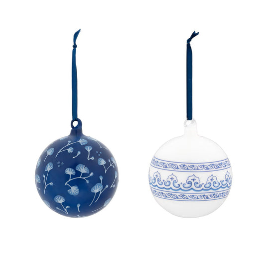 Chinoiserie White Ginko/Arrows Glass Ball