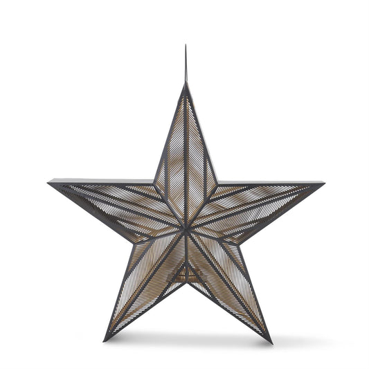 34 Inch Black Metal Star Lantern w/Gold Interior
