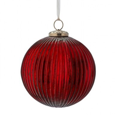 6" Glass Ridged Ball Ornament