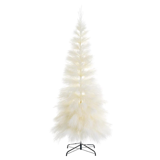 82.5" Pampas Grass Tree on Stand Cream