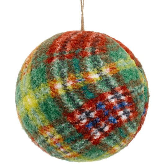 10" Plaid Ball Ornament, Red Green