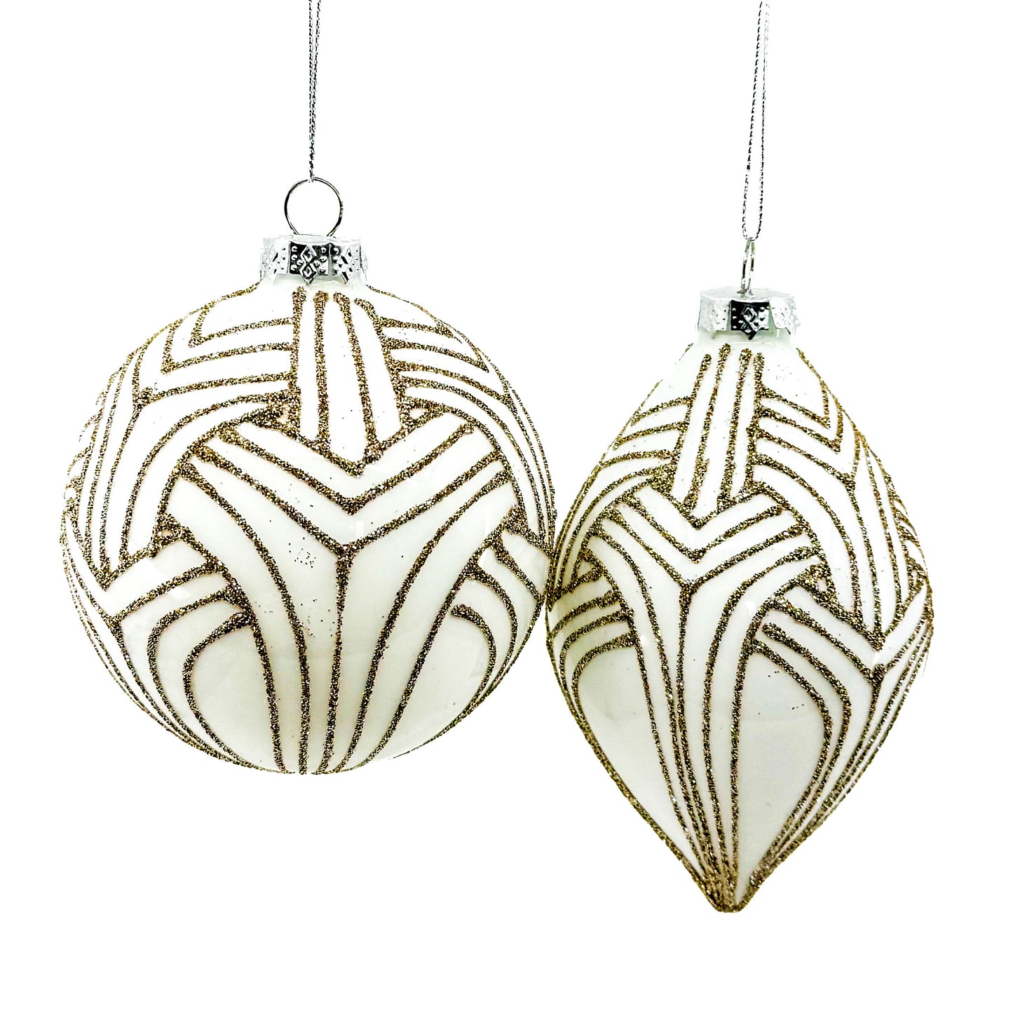 4-4.5"H  WH GO Art Deco Ornament (ASST/ 2)