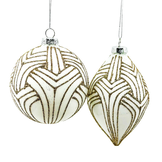 4-4.5"H  WH GO Art Deco Ornament (ASST/ 2)