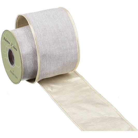 4" X 5Yd Sparkle Ribbon Beige Gold
