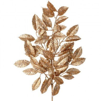 31" Glitter Sequin Camelia Leaf Spray