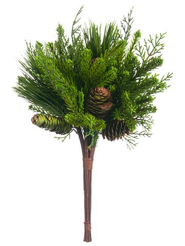 17" Pine/Cedar Bouquet with Pine Cone