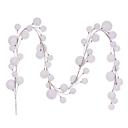 10' White Branch Ball Ornament Garland