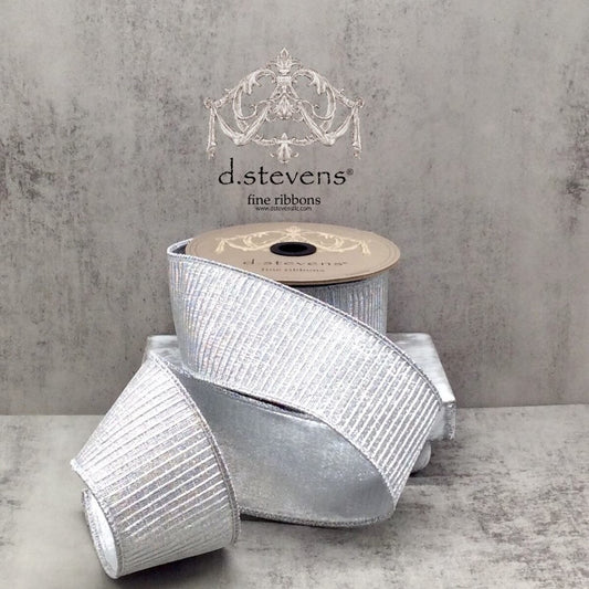 2.5" x 10yds Pleated Lame, Silver