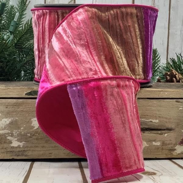 4" x 10yds Velvet Ombre, Pink Purple