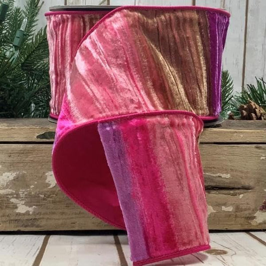 4" x 10yds Velvet Ombre, Pink Purple