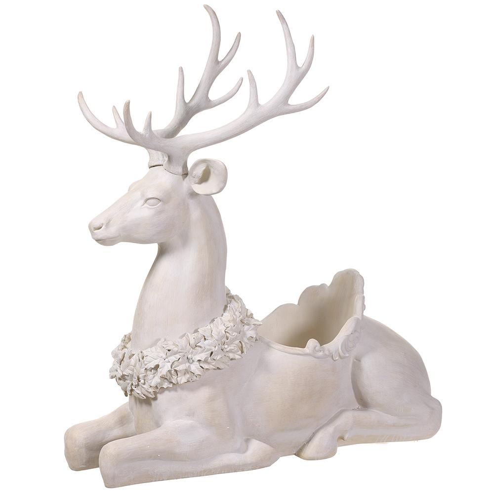 45.5" Reindeer Planter Beige