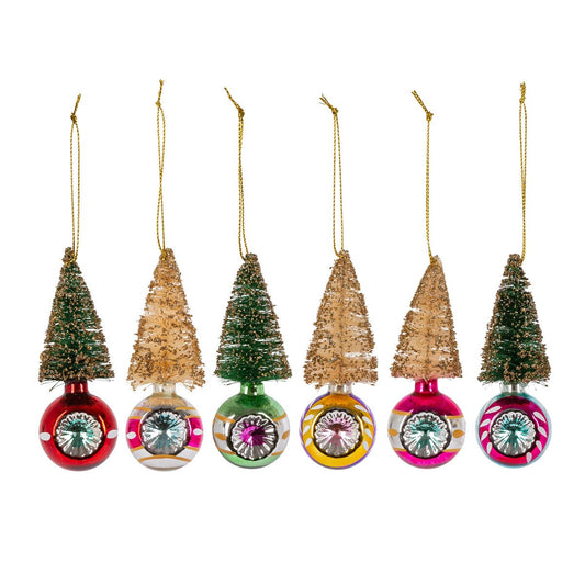 Mini Retro Tree Ornament, (6/Bx)