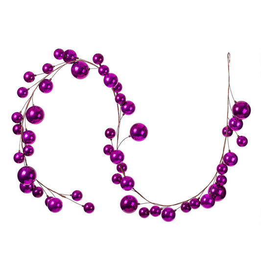 10' Fuchsia Pearl Branch Ball Garland