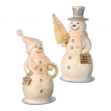9.3" Resin Frosty Snowman W/Wreath/Tree (ASST/ 2)