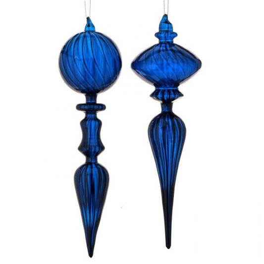 12" Glass Opaque Finial Ornament (ASST/ 2)