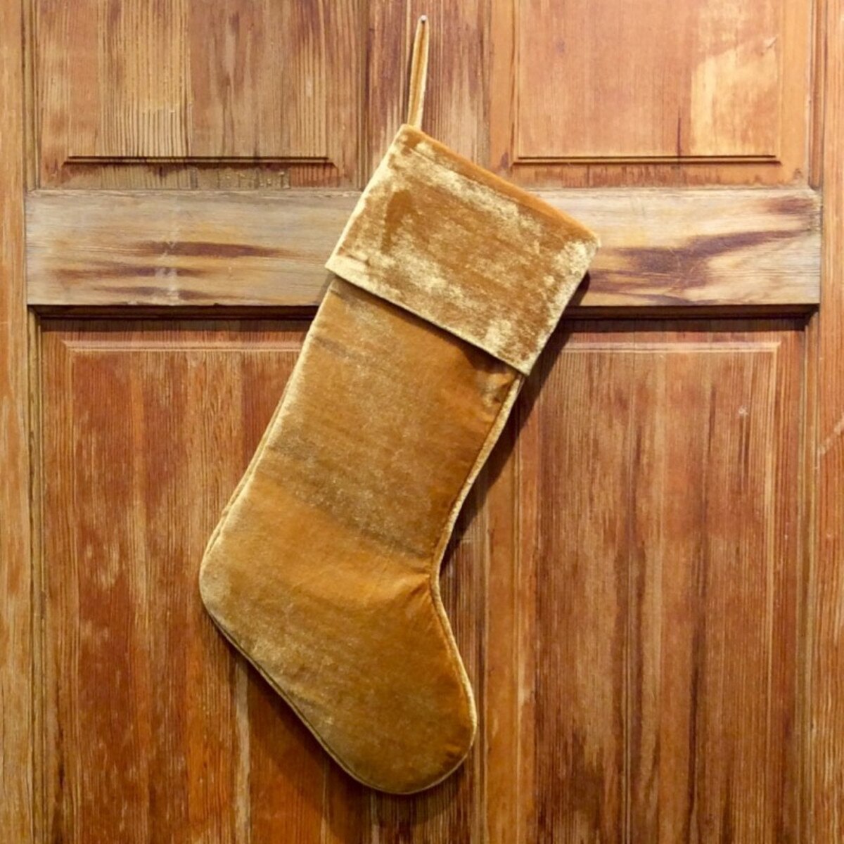 23" Velvet Christmas Stocking, Gold