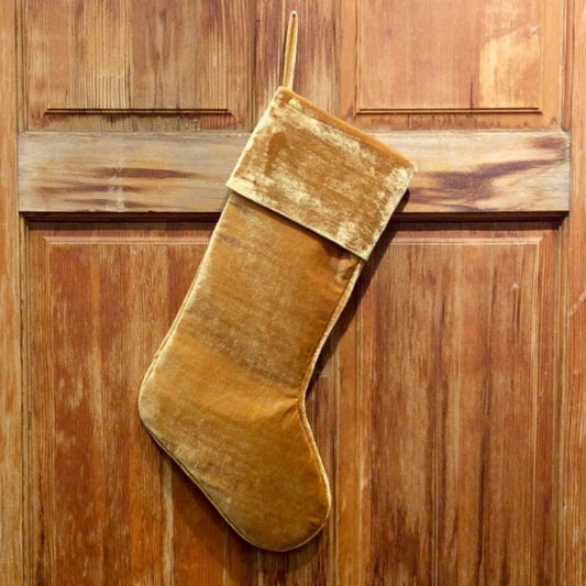 23" Velvet Christmas Stocking, Gold