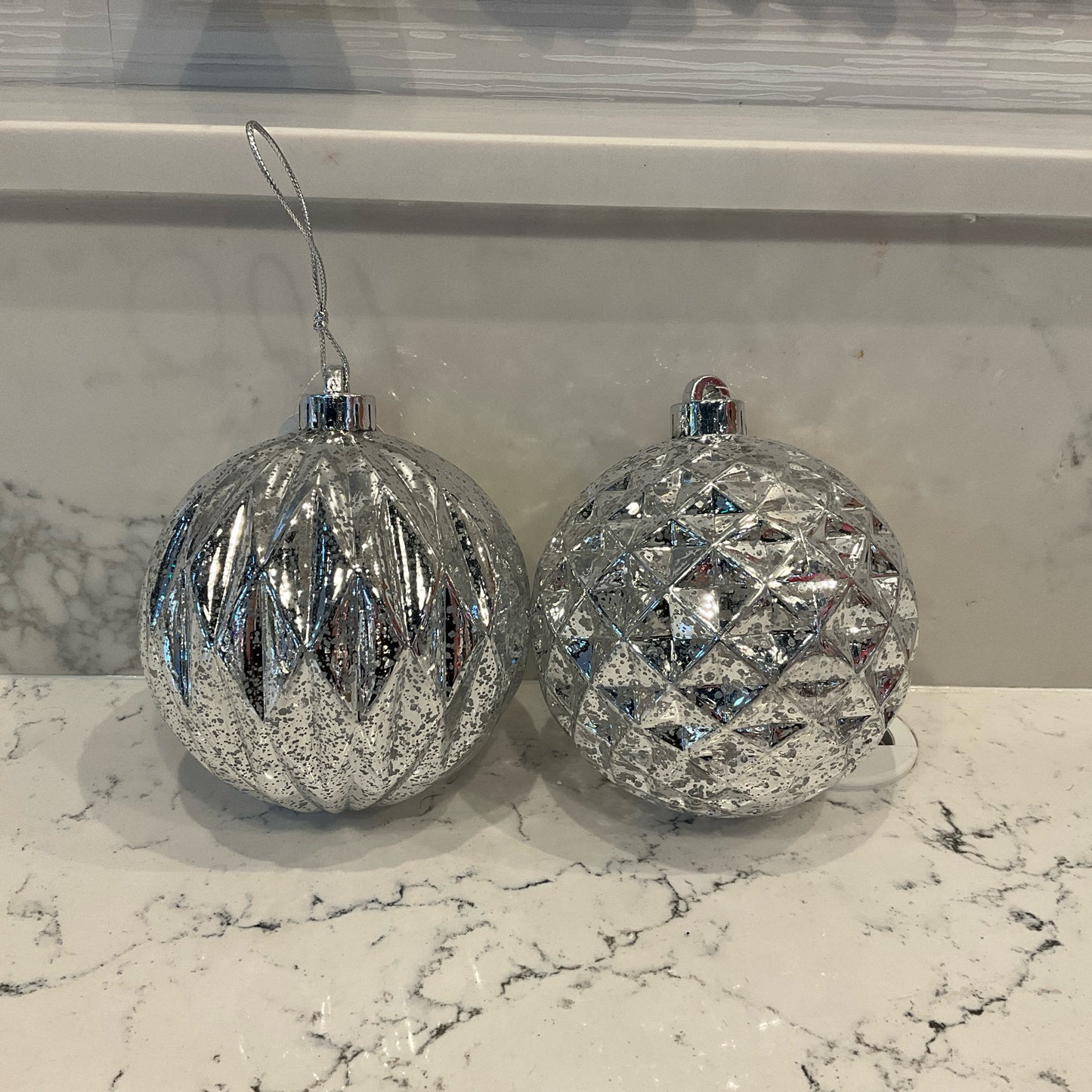 5" Ornament Mercury Faceted Plastic Ball (ASST of 2)