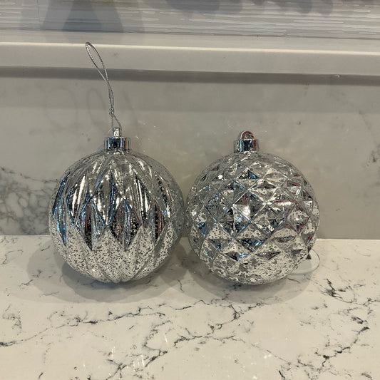 5" Ornament Mercury Faceted Plastic Ball (ASST of 2)