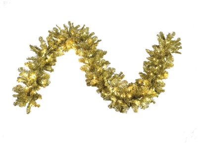 9'L x 14" diam. Champagne Oregon Gold Garland LED