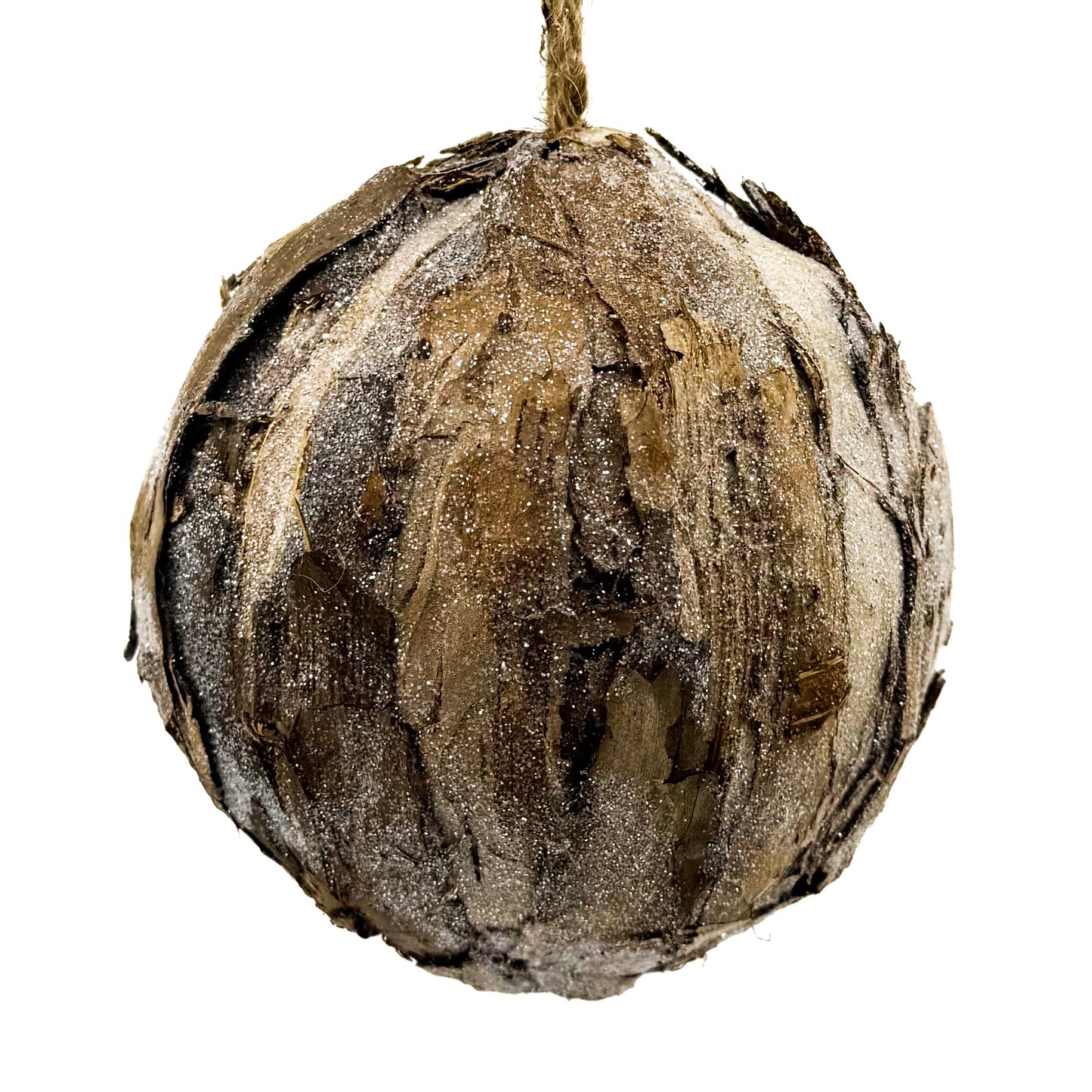 6" Frosted Natural Ball Ornament