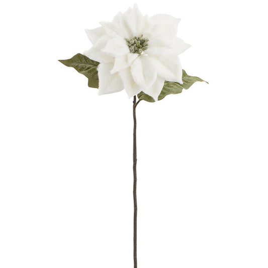 28" Fur Poinsettia Spray White