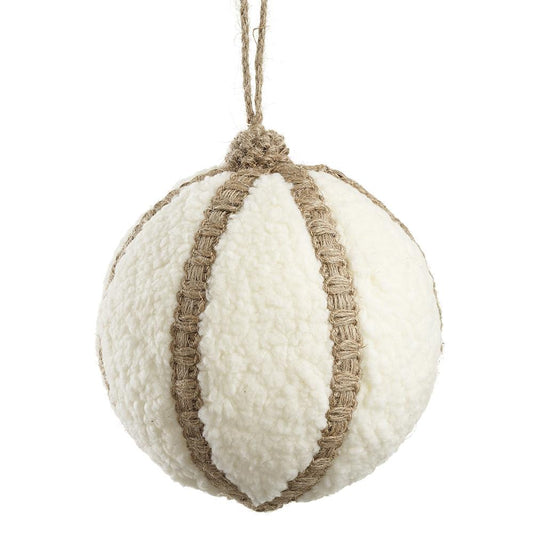 5" Fleece Ball Ornament White/ Beige