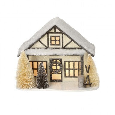 10" LED/Bty/Tmr Cardboard Ski Chalet
